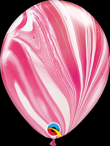 11" ROUND RED & WHITE AGATE QUALATEX PLAIN LATEX AGATE